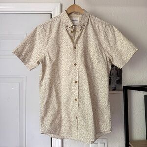 NORSE PROJECTS tan cream camo cotton short sleeve button up shirt